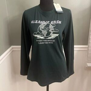 United By Blue Impact Collection Wave Logo Graphics Green Long Sleeve Sz XS